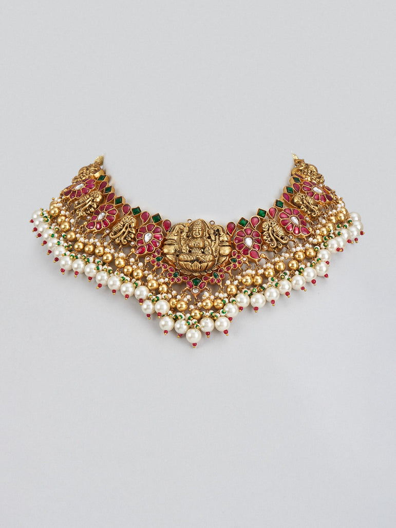 Ghazal Nakshi Kundan Necklace with Pearls