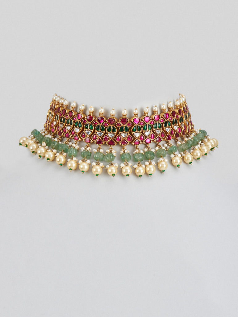 Naavya Kundan Choker with Pearls and Beads