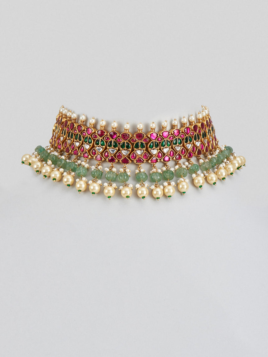 Naavya Kundan Choker with Pearls and Beads