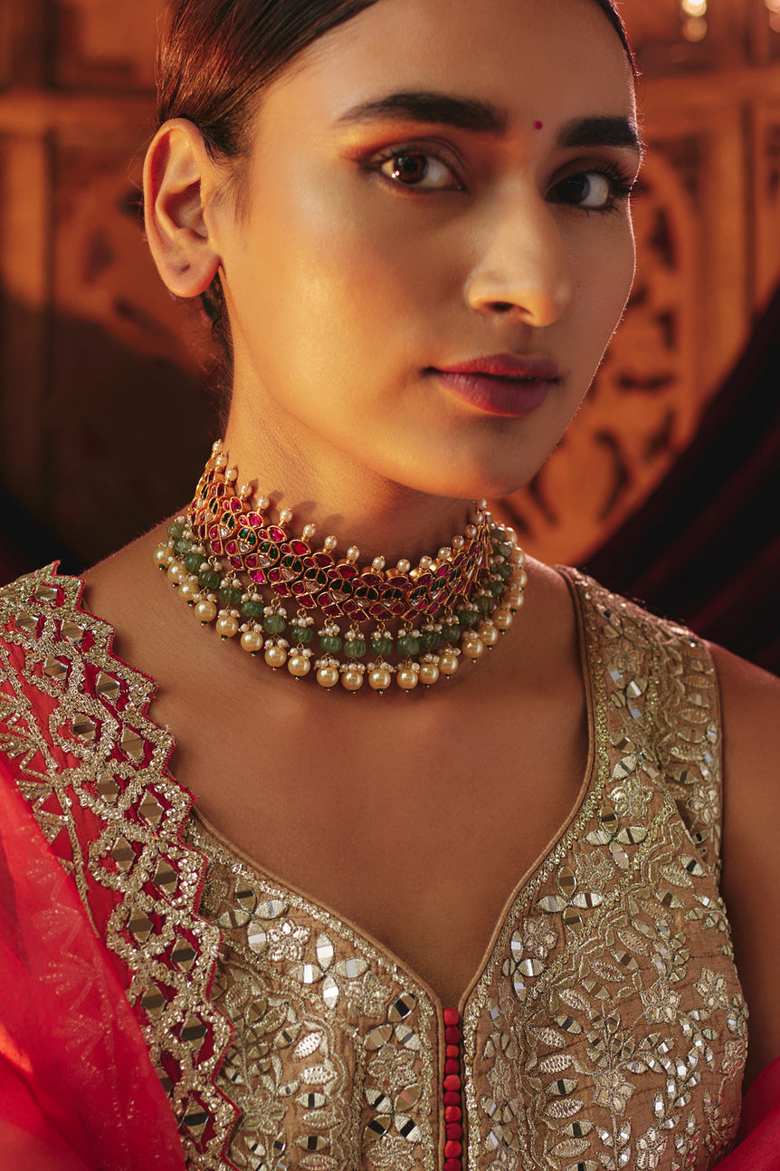 Naavya Kundan Choker with Pearls and Beads