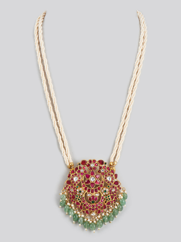 Barkha Kundan Pendent Necklace with Pearls and Beads