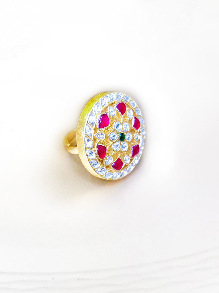 Phool Kundan Ring