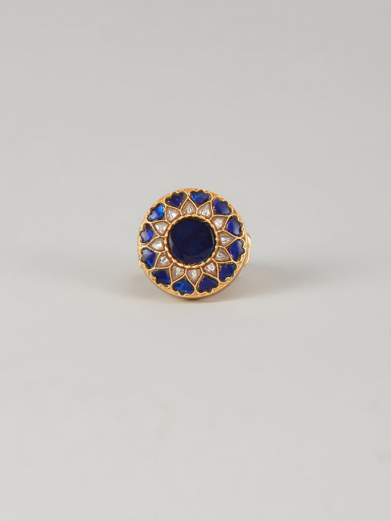 Divya Kundan Blue Ring