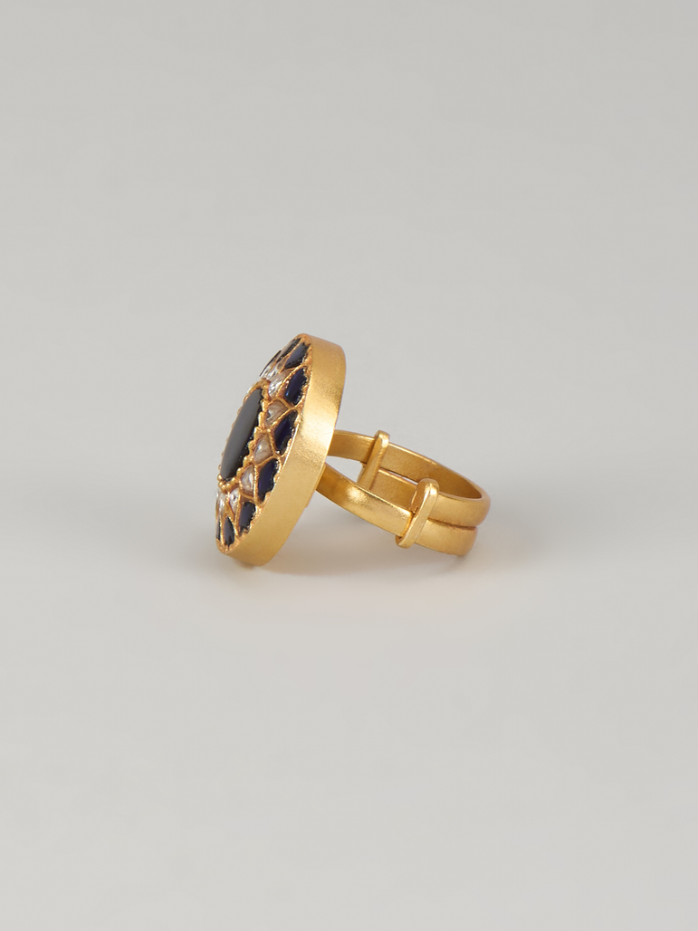 Divya Kundan Blue Ring