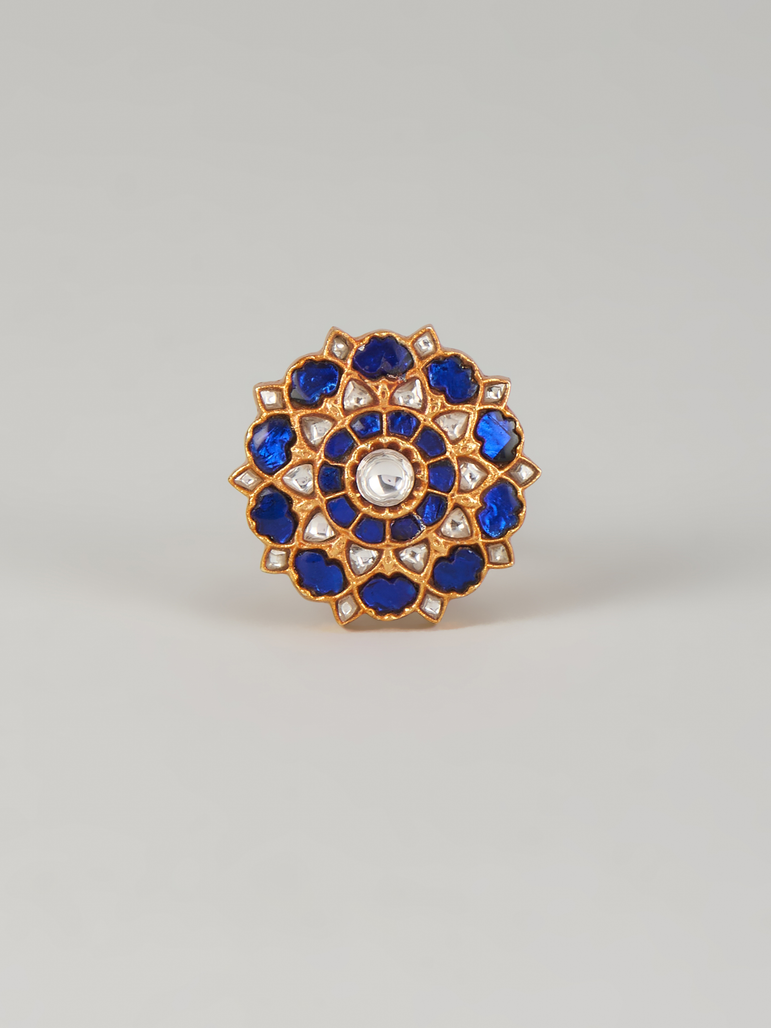 Phool Blue  Kundan Ring