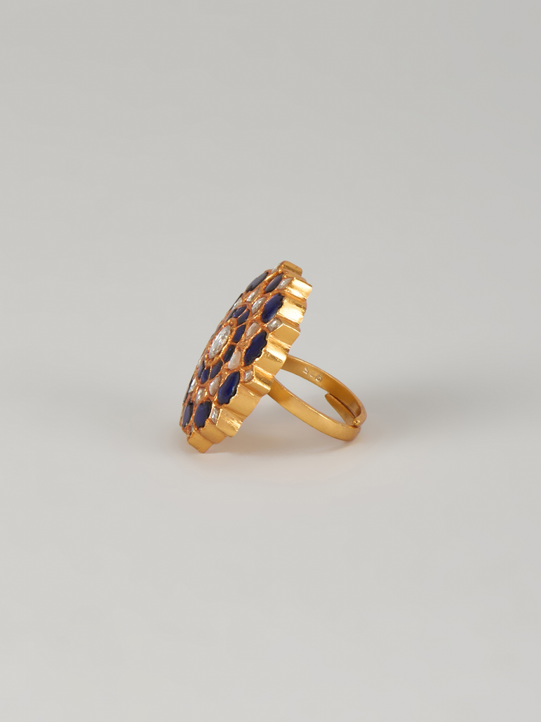 Phool Blue  Kundan Ring