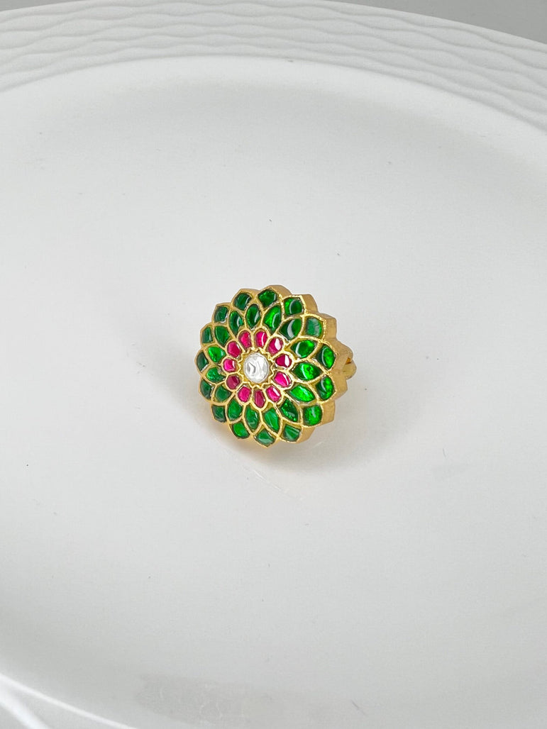 Mohini Flower Kundan Ring