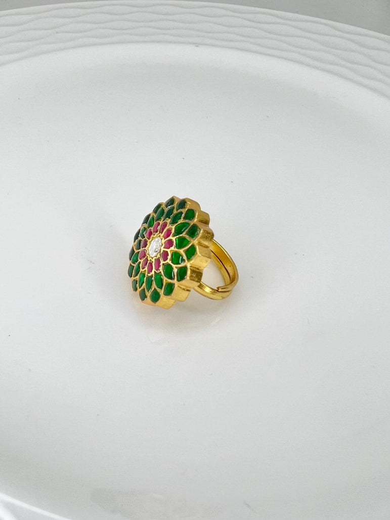 Mohini Flower Kundan Ring