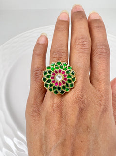 Mohini Flower Kundan Ring