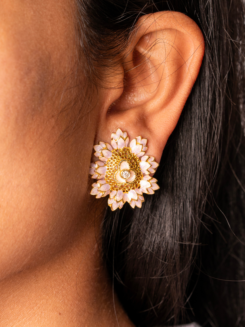 Jiya Pink Enamel Earrings