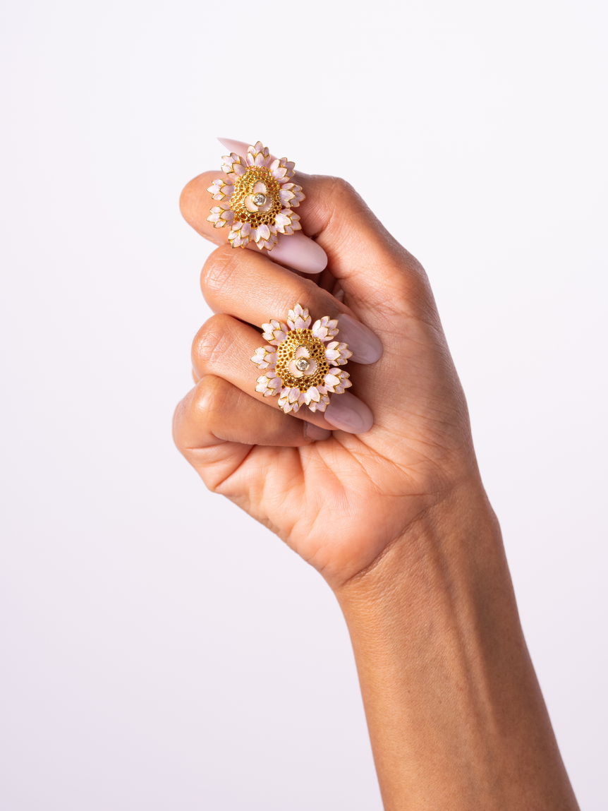 Jiya Pink Enamel Earrings