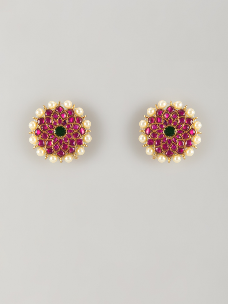 Lal Chakra Kundan Earrings