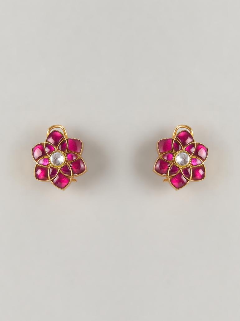 Red Ava Kundan Earrings