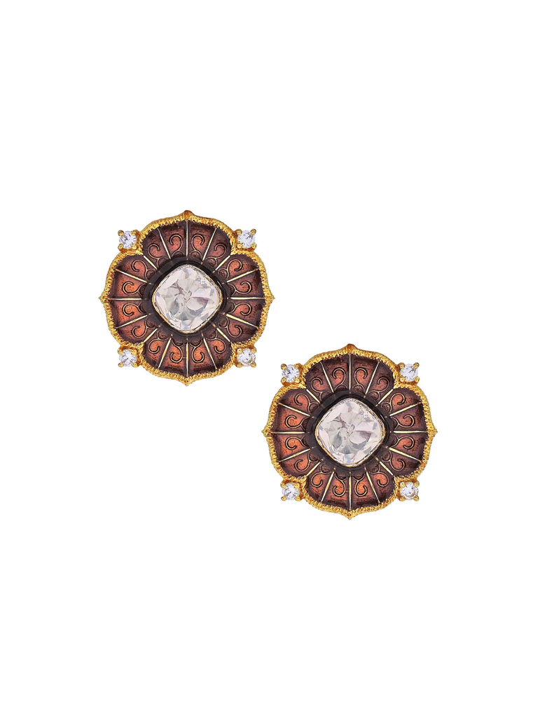 Polish Brown Enamel  Earrings