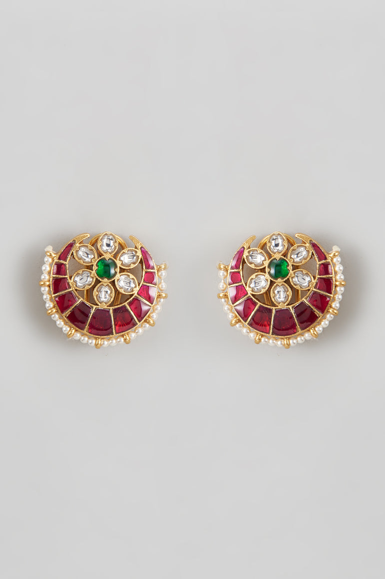 Chaand Kundan Tops with Pearls