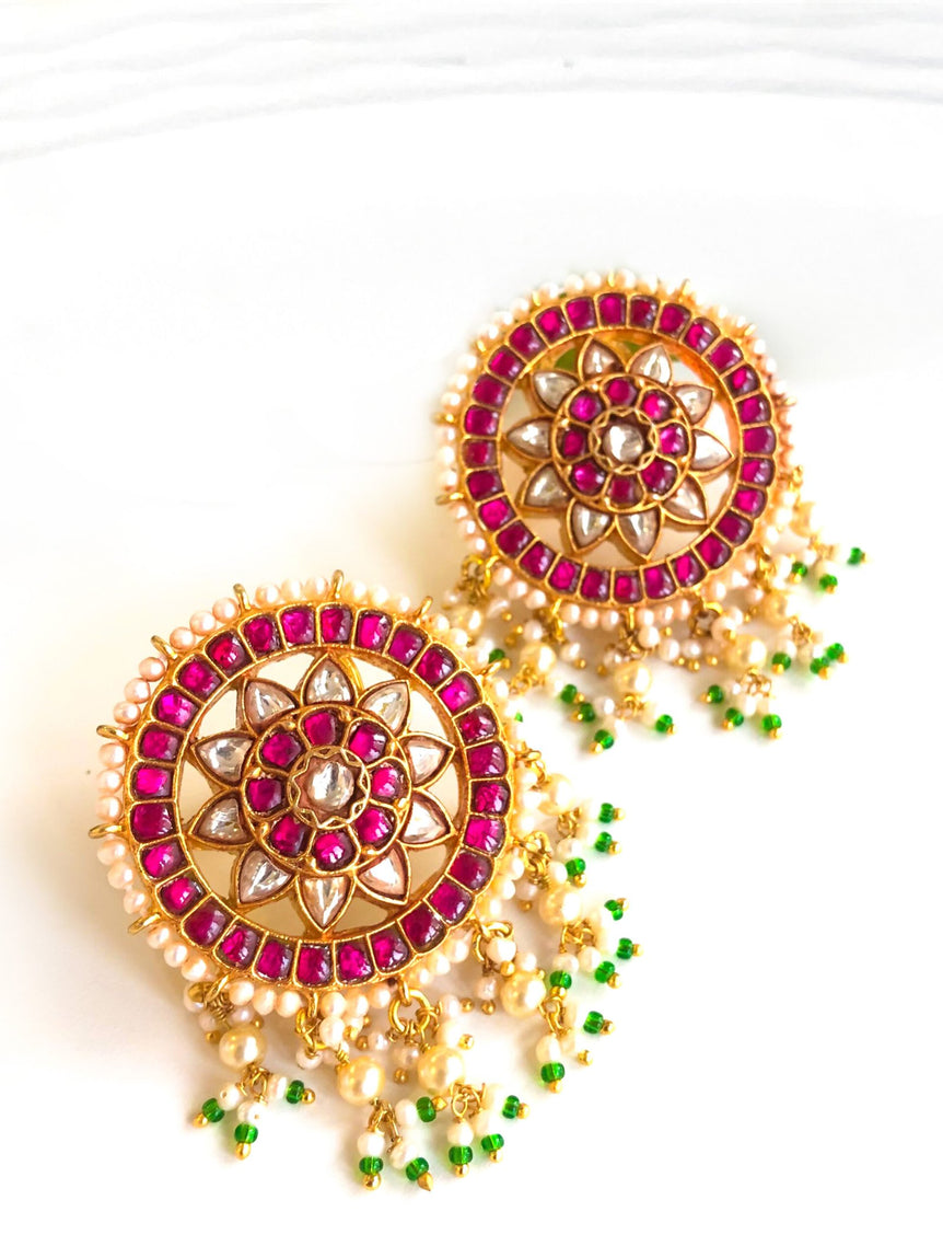 Elegant Chandra Kundan Earrings